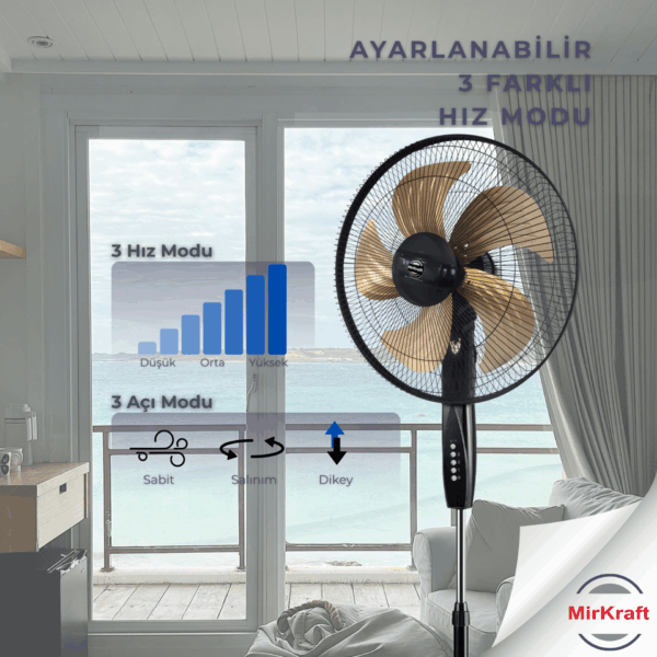MirKraft FS-M5018 18" Ventilador manual de metal con soporte de hélice - Imagen 3