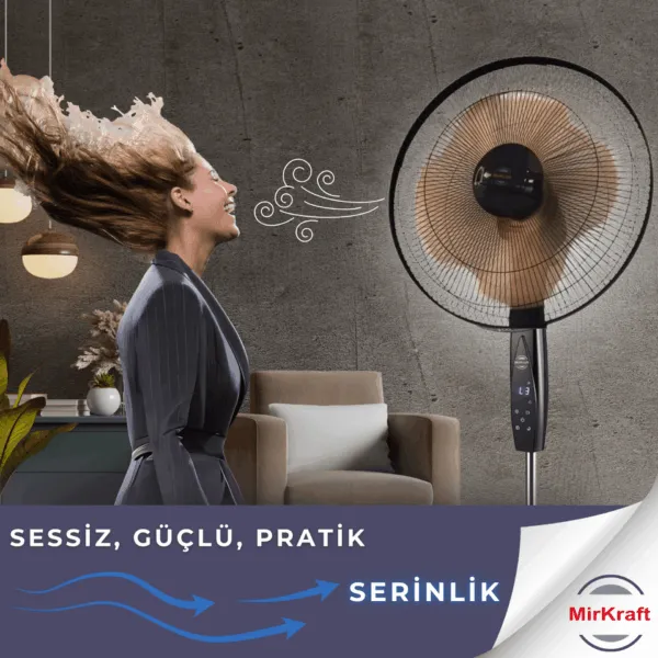 MirKraft FS-K5018 18" Remote Control Metal Impeller Stand Fan - Image 5