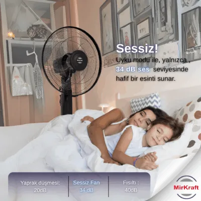 MirKraft WL-3016 Uzaktan Kumandalı Duvar Tipi Vantilatör
