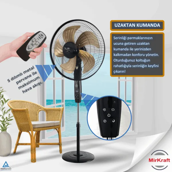 MirKraft FS-K5018 18" Remote Control Metal Impeller Stand Fan - Image 1