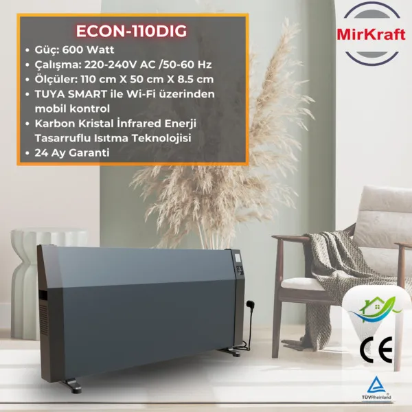 ECON 110 Antrasit Dijital Konvektör Isıtıcı - Görsel 1