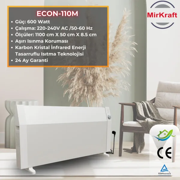 ECON 110 Beyaz Manuel Konvektör Isıtıcı - Görsel 1