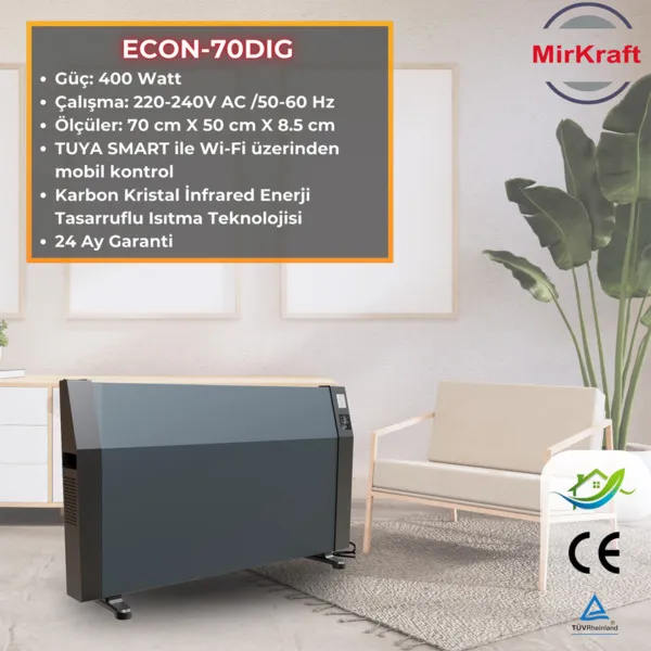 ECON 70 Antrasit Dijital Elektrikli Konvektör Isıtıcı - Görsel 1
