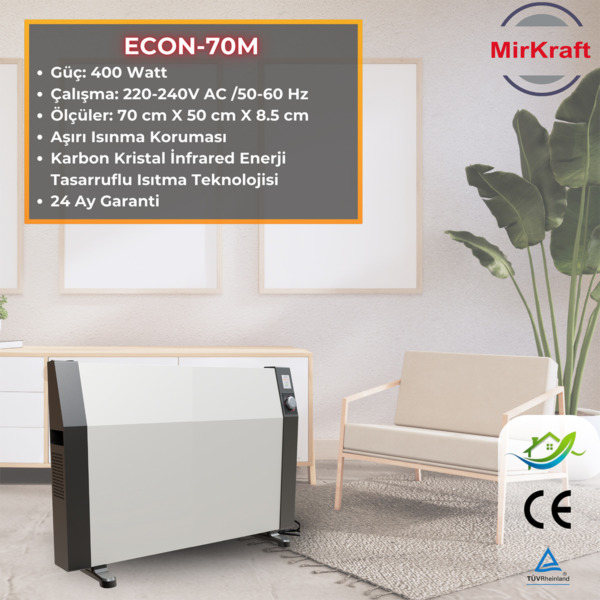 ECON 70 Antrasit/Beyaz Manuel Konvektör Isıtıcı - Görsel 1